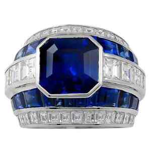 Gorgeous Asscher & Baguette Cut 16.14CT Sapphire With 4.23CT White CZ Fine Ring