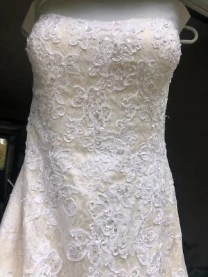 Vintage Wedding Dress Size 12 Ivory Champaign from David's Bridal~Worn Once - Image 1 of 4