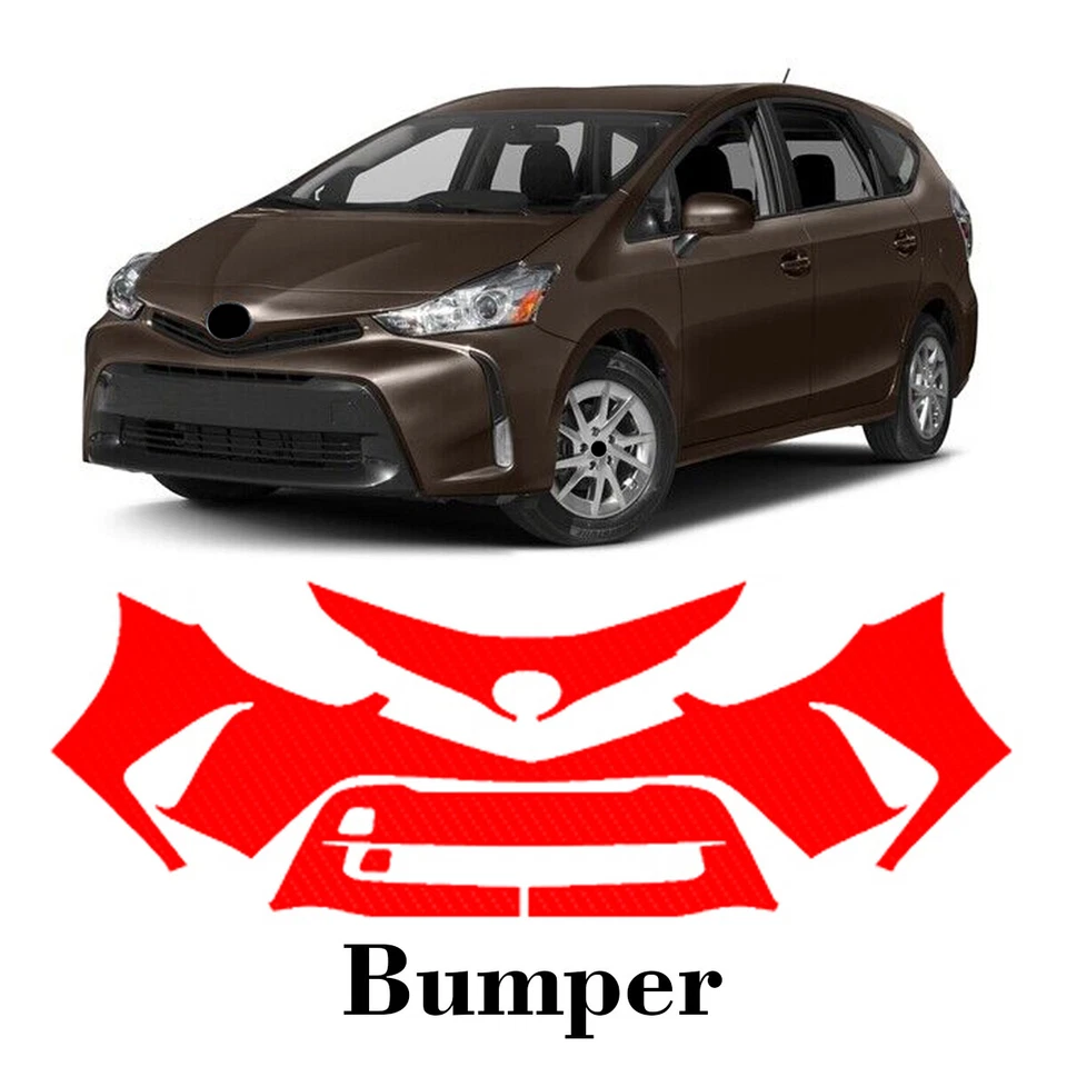 Película de proteção de pintura PPF parachoque dianteiro PreCut para Toyota Prius V 2015-2017 - Imagem 1 de 4