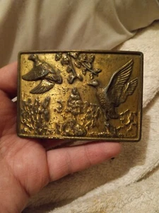 Vintage Brass Duck Hunter Belt Buckle Fowl 70s-80s - Picture 1 of 2