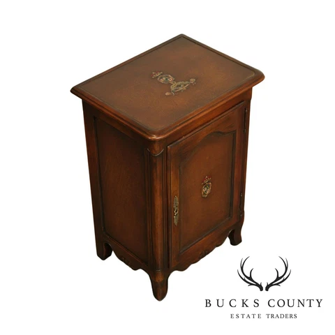 Theodore Alexander Mahogany Leather Wrapped One Door Side Cabinet Cover