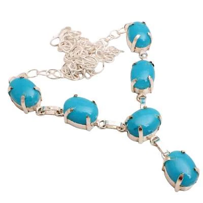 Chalcedony Gemstone 925 Silver Plated Necklace Handmade Jewelry Gift 21 Gms N669 - image 1 of 3
