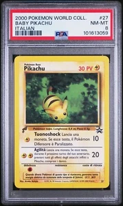 PSA 8 Baby Pikachu (Italian) #27 - 2000 Pokemon World Collection - NM MINT - Picture 1 of 2
