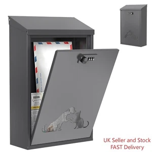 Post Boxes Wall Mounted Waterproof Steel Mailbox Modern Delivery 40×25×10cm NEW - Picture 1 of 7