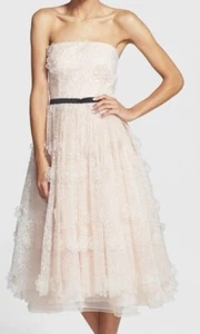 Erin Fetherston Lucille Strapless Floret Gown Sz 8 Pale Pink Wedding Prom Formal - Picture 1 of 5