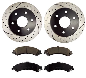 Rear Kit Performance Drilled & Slotted Brake Rotors & Ceramic Pads for Chevrolet - Bild 1 von 8