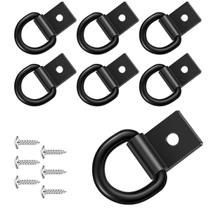 Heavy Duty Black D Ring Tie Down Anchors - 6 Pcs for Trucks & Trailers - Picture 1 of 7