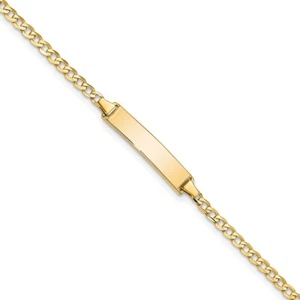 10k Yellow Gold Flat Curb Link ID Bracelet 7" 1.96g Gift for Mother - Picture 1 of 4