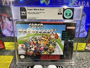1992 SNES Super Mario Kart Graded WATA 9.0 CIB Black Label w/ Shrinkwrap Intact! - Picture 1 of 10