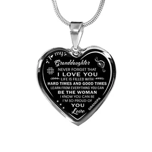 To My Granddaughter Gift - Luxury Heart Necklace For Birthday Wedding Christmas - Picture 1 of 10