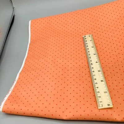 Oakhurst Textiles ORANGE ON ORANGE SMALL POLKA DOTS Cotton Fabric 34” X 45” - Image 1 of 2