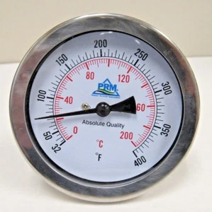 Nuevo Medidor de Temperatura PRM 32-400F/ 0-200C 3"" 304 SS Estuche 1⁄2"" NPT Trasera Multiángulo - Imagen 1 de 6