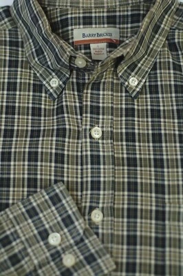 Barry Bricken Men's Autumn Green Black Check Cotton Casual Shirt L Large - Image 1 of 4