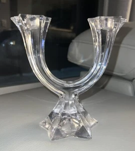 Vintage Villeroy & Boch Glass Dbl. Candle Holder candelabra Candle Stick Holder - Picture 1 of 6