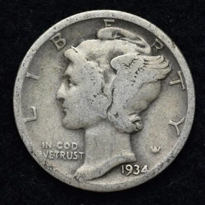1934-D Mercury Silver Dime GOOD / VG FREE SHIPPING - Picture 1 of 2