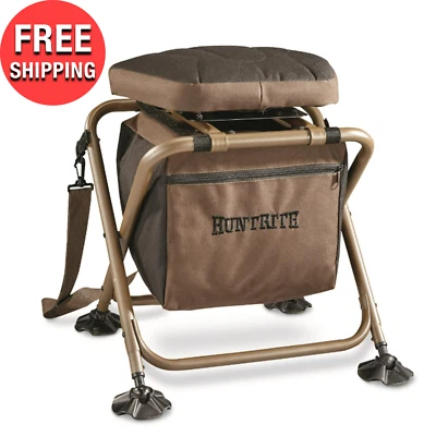 Swivel Hunting Stool Steel Foldable w/ Storage Bag Camping Chair 300 lb Capacity - Image 1 of 4