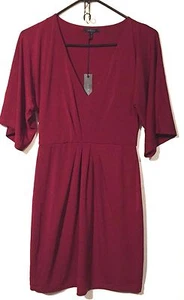 Neu mit Etikett Bobi schwarz für Stitch Fix "Eamon V-Ausschnitt geraffte Taille Kleid" Karriere weinrot XS - Bild 1 von 4