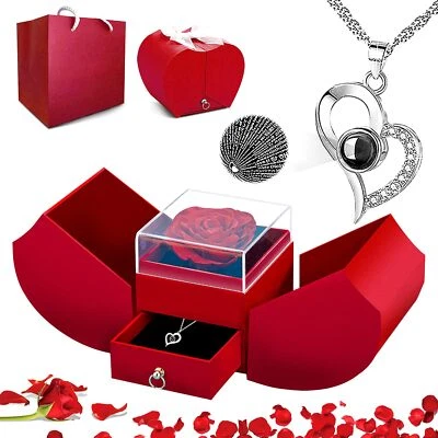 Ideas de regalos para mujeres para San Valentín, regalo rosa preservada para siempre con collar* Foto 1 de 4