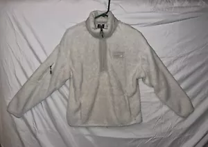 New Balance Women Ivory Half Zip Faux-Fur Fleece Jacket Size Medium Fuzzy Plush - Picture 1 of 7