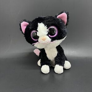 Ty Beanie Boos - PEPPER the Cat, Black and White with Pink Eyes 6” Plush Stuffed