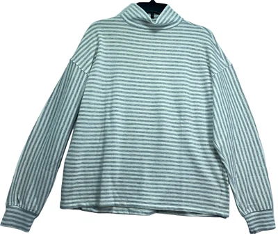 Suéter Style and Co Mujer Talla Mediana Gris Blanco Rayas Manga Dolman Nuevo Foto 1 de 4