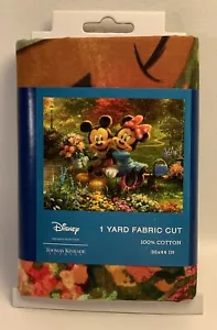 Disney Mickey & Minnie Sweetheart Central Park Print Cotton Panel 1 Yard Fabric - Picture 1 of 2