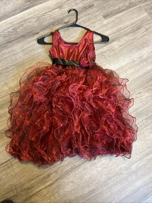 Girls Theatricals Costumes Burgundy Lace Dance Dress Size MC 7-10 - Image 1 of 4