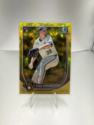 2025 Bowman Chrome Sapphire Chad Patrick Yellow Refractor /75 Brewers RC!! - Image 1 of 2