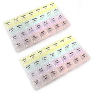 - Pill Organizer 4 Times a Day (2 Pack), Weekly Medicine Box with Morning, No... - Picture 1 of 9