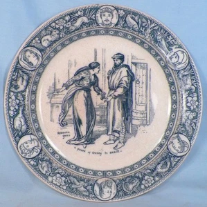 Wedgwood Ivanhoe Luncheon Plate Rebecca Purse Garth Blue Transferware #2 As Is - Picture 1 of 6