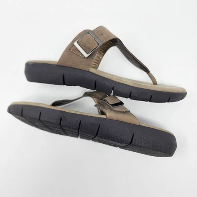 Aerosoles beige nubuck leather T-strap Adjustable buckle Comfort Sandals 10M EUC - Image 1 of 4