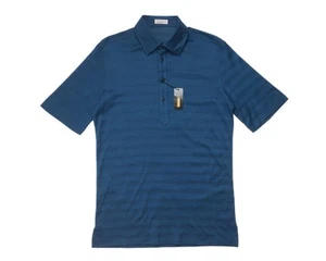 Camisa Polo Zilli $730 Nueva con Etiquetas Azul Tonal Rayas Manga Corta 100% Algodón Calce Ajustado S - Imagen 1 de 5