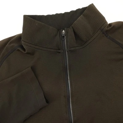 Lululemon Para Hombres Verde Oliva Marrón Manga Larga 1/4 Cremallera Pullover Top Grande - Defectos Foto 1 de 4