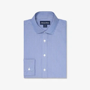 Mizzen+Main Hilton Medium Trim Fit Performance Dress Shirt Cobalt Chalk Stripe - Picture 1 of 7