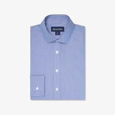 Mizzen+Main Hilton Medium Trim Fit Performance Dress Shirt Cobalt Chalk Stripe - Image 1 of 4