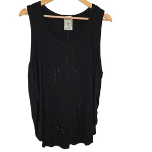 Vocal Damen schwarz Strass Glitzer Nieten Seitenschlitz Viskose Tank Top Größe XL - Bild 1 von 7