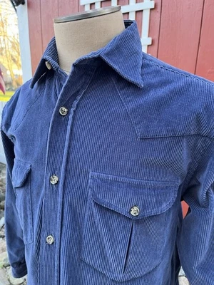 Quality Paul Stuart Italy Corduroy Shirt Mens Medium Blue Button Up Long Sleeve - Image 1 of 4