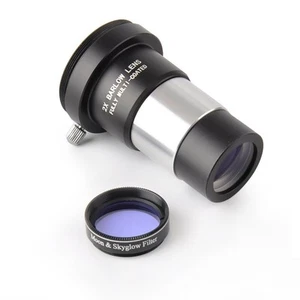 1.25" Moon Filter & 2X Barlow Lens Kit for Telescope Eyepieces - Picture 1 of 6