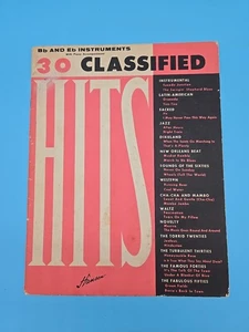 30 Classified Hits for B Flat and 3 Flats Instrument with Piano Sheet Music 1963 - Picture 1 of 9
