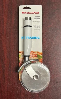 NEW KitchenAid Stainless Steel Blade PIZZA WHEEL Cutter w/ Finger Guard ~ WHITE - Image 1 of 3
