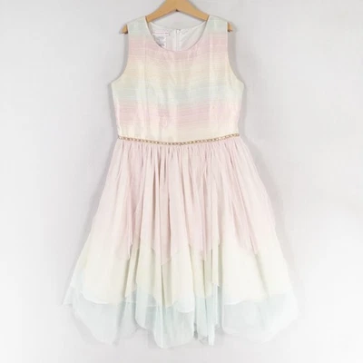 Bonnie Jean Dress Girls 14 Multicolor Pastel Stripe Party Wedding Holiday Event - Image 1 of 4