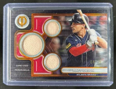 2024 Topps Tribute Matt Olson Triple Relics Bat Orange #4/25 Braves - Image 1 of 2