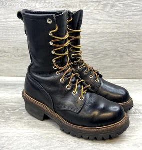 Red Wing Boots Men's 8" Black Leather Logger Work Boots Sz 6 USA Made Lace Up - Picture 1 of 12