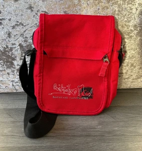 Quicksilver kleine Umhängetasche rot Stickerei Logo Festival Taschen Reißverschluss schwarz - Bild 1 von 17