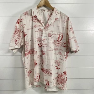 Vintage Made in Hawaii Hemd Herren Large weiß rot Hawaii Map Print Aloha 90s - Bild 1 von 10