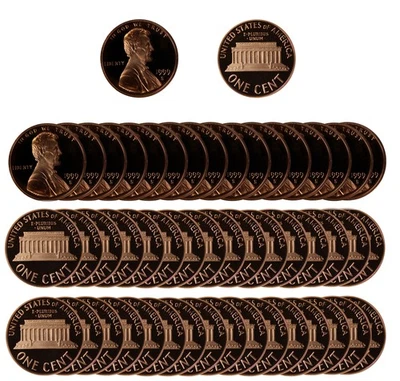Rollo de centavo conmemorativo Lincoln 1999 a prueba de gemas - 50 monedas de Estados Unidos Foto 1 de 4