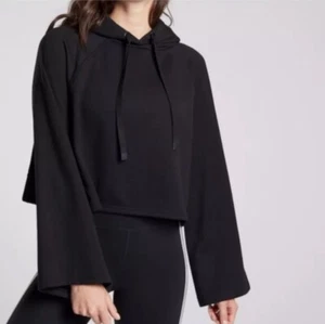 Sudadera corta con capucha negra XS Athleta Steady State manga campana - Imagen 1 de 8
