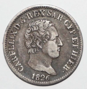 1826 Italian States Sardinia 50 Centesimi - Picture 1 of 2