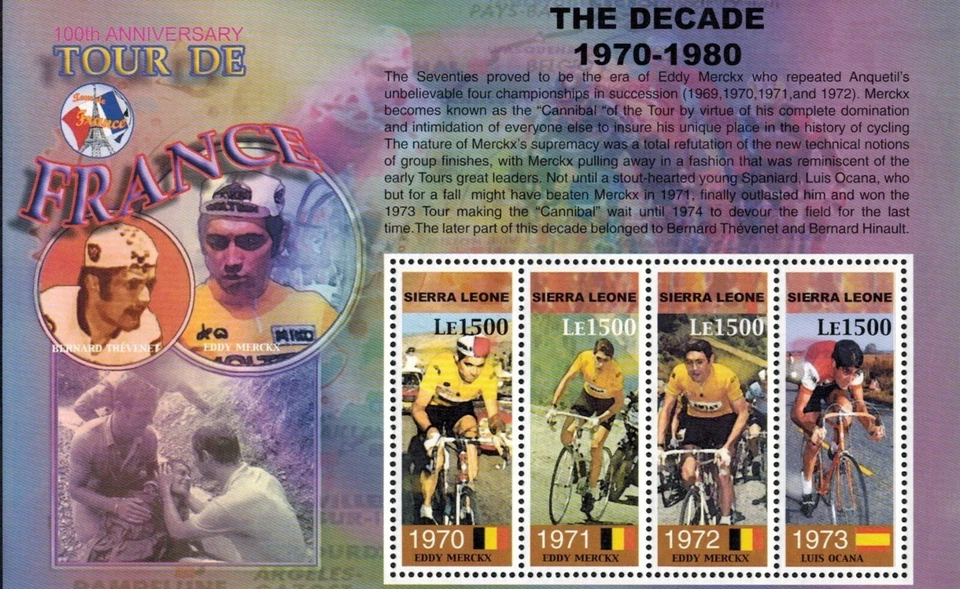 GEMAS MODERNAS - Sierra Leona - Tour de Francia 100 Aniversario III - Hoja de 4 - MNH Foto 1 de 1