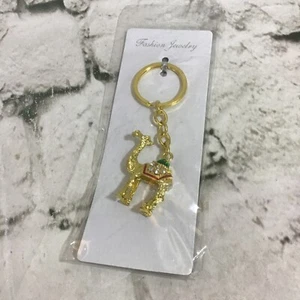 Fashion Jewelry Keychain Gold-Tone Camel Gemstones Key Ring NIP  - Picture 1 of 5